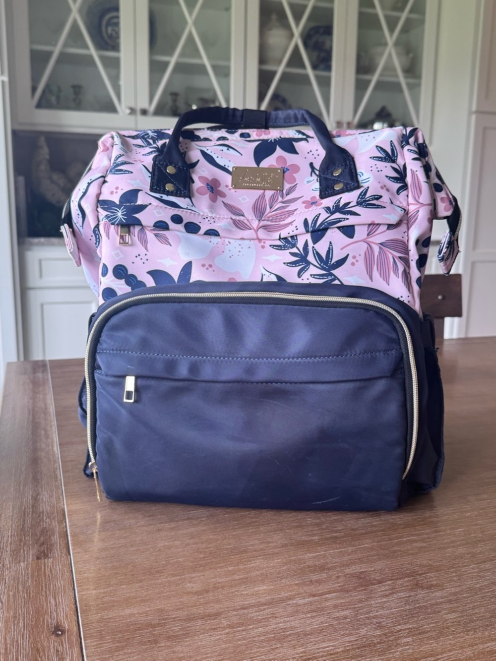 Floral Pink & Navy Ballet Bag Backpack - Women's Diaper Tote